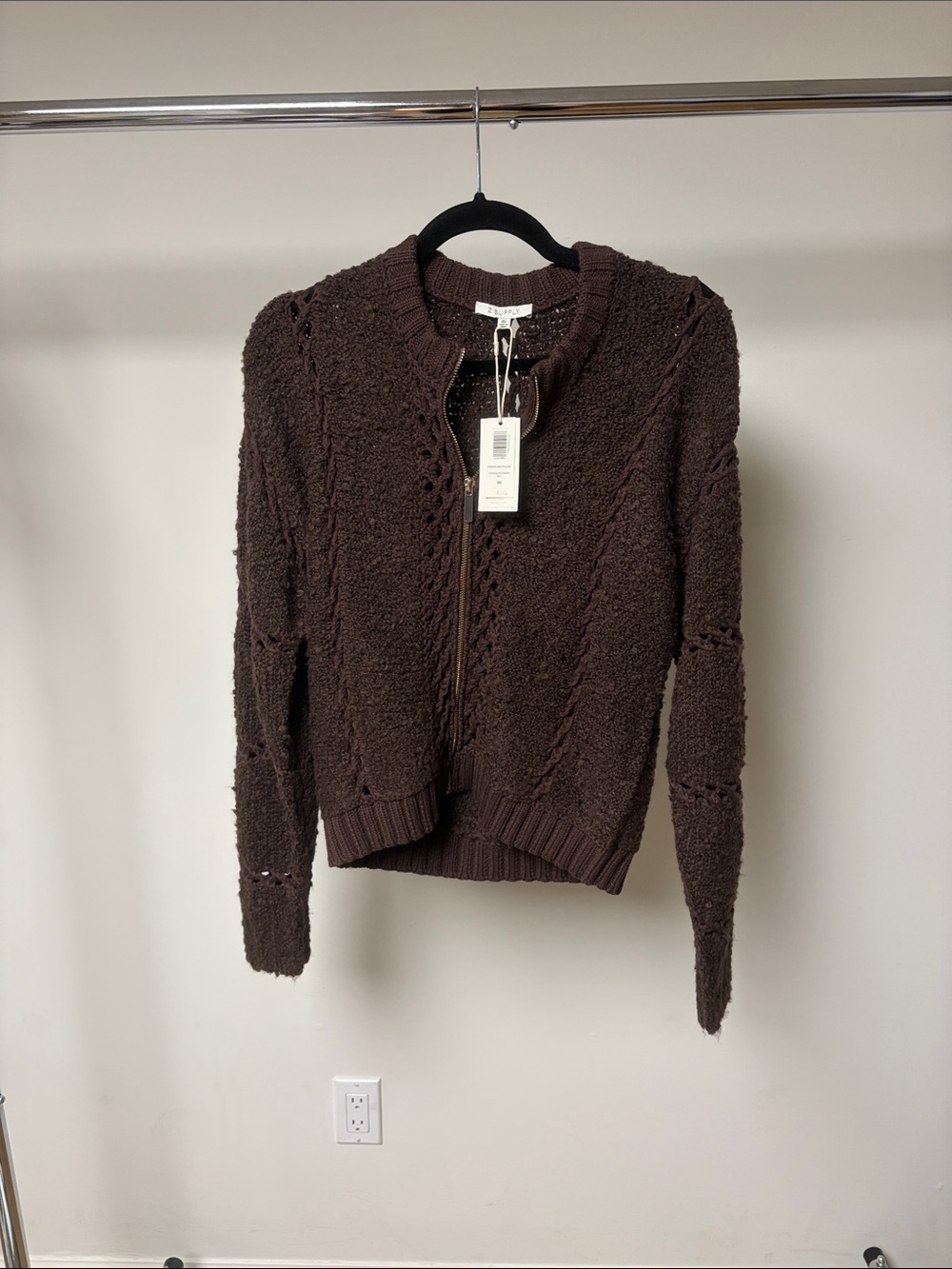 Z supply sundance sweater jacket chocolate cherry